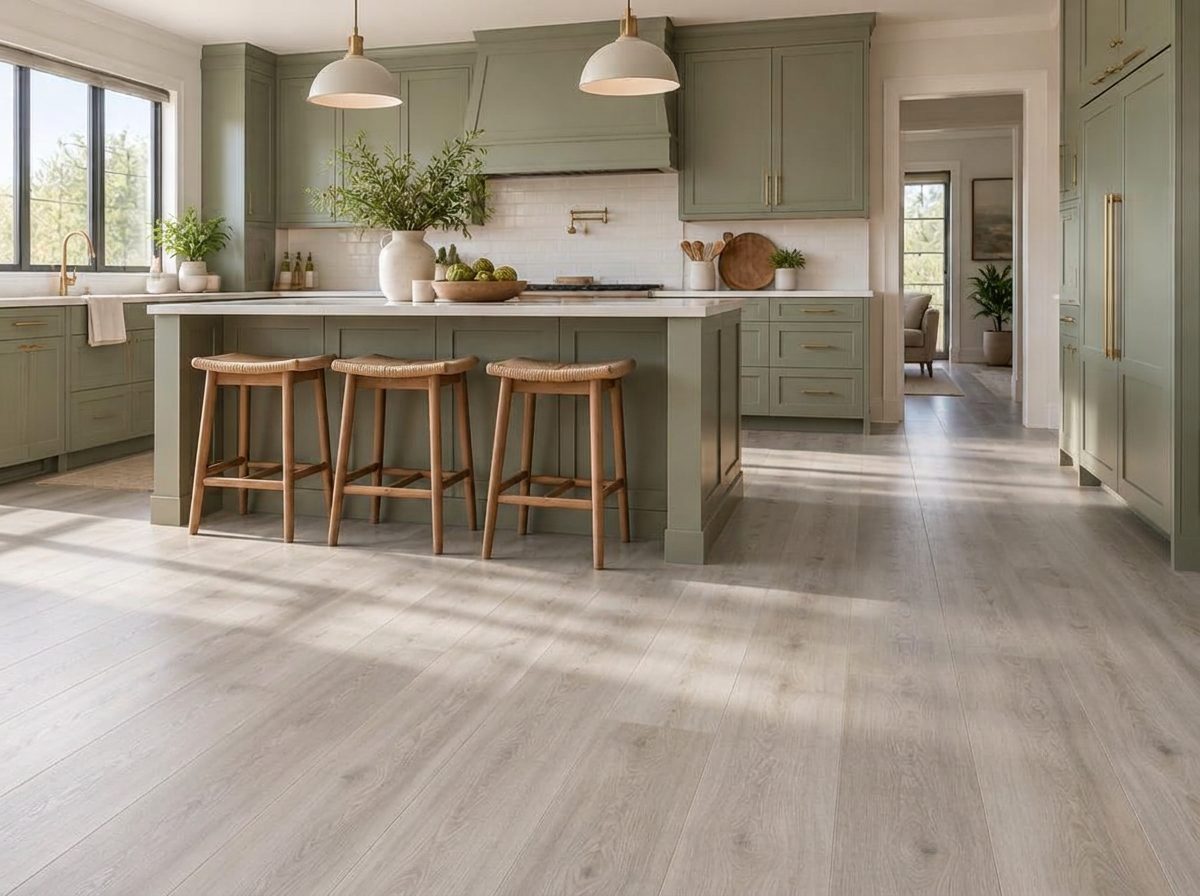 Luxury vinyl plank installation in a welcoming home